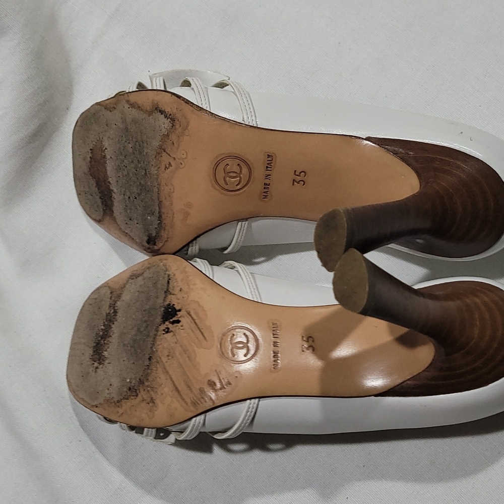 Chanel open toe heels shoes sz eu35 - Picture 15 of 16